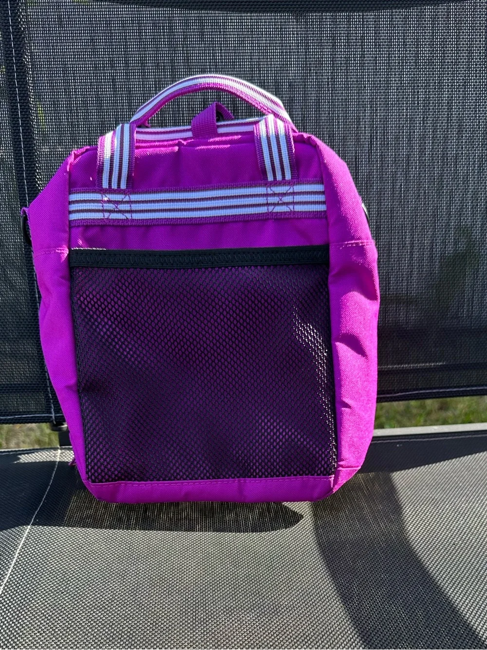 Adidas Squad Insulated Lunch Bag fuchsia pink white Adidas logo on the front
